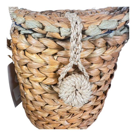 Most Wanted Paper Straw Bucket Bag Polka Dot Bow Crossbody Rattan - Picture 4 of 9